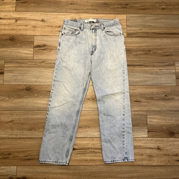 Men's Levis 505 Regular Fit Denim Jeans SZ 34x30 Blue Cotton Distressed 2000s - Picture 1 of 11